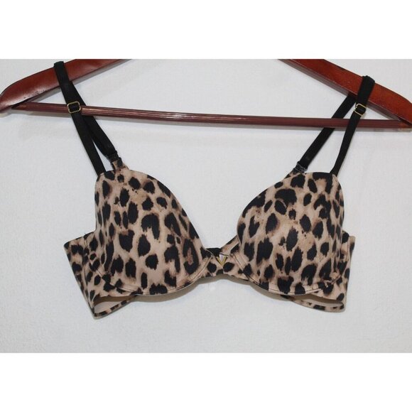 Victoria Secret Lined Demi 32 C Animal Print Preppy Y2K Wired Padded Push Up Bra - Picture 2 of 10